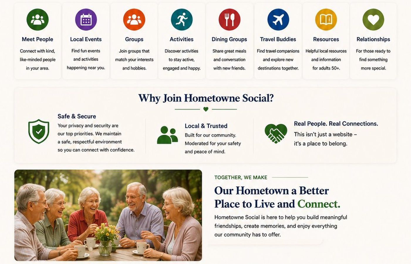 Hometowne Social — community features